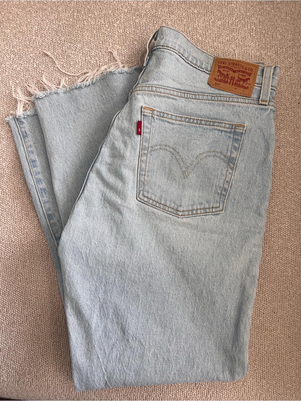 Levi's Light Blue Cropped Raw-Hem Jeans